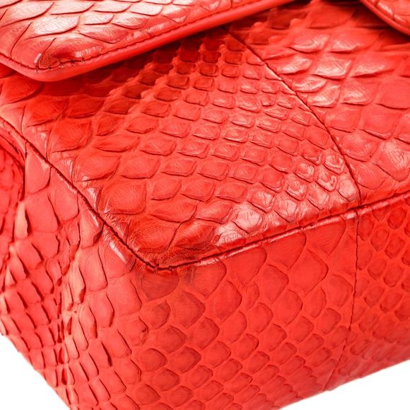 Chanel Classic Double Flap Bag Python Medium Orange - Picture 7 of 13
